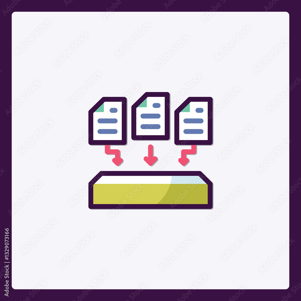 Poster depicts an icon representing data transfer or file processing process