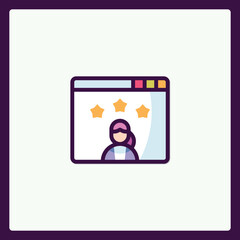 Positive feedback, a satisfied customer review website icon illustration