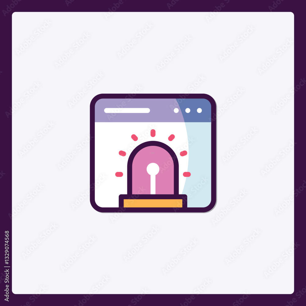 Poster alert indicator icon on browser, security warning symbol on webpage