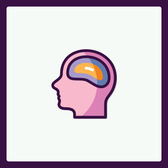 Head with internal brain vector symbol for medical or psychological usage