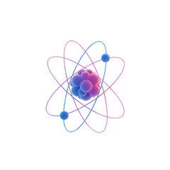 Scientific Atom Structure 3D Model On Transparent Background
