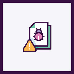 Naklejka premium Alert icon highlighting a potential software bug on file documents