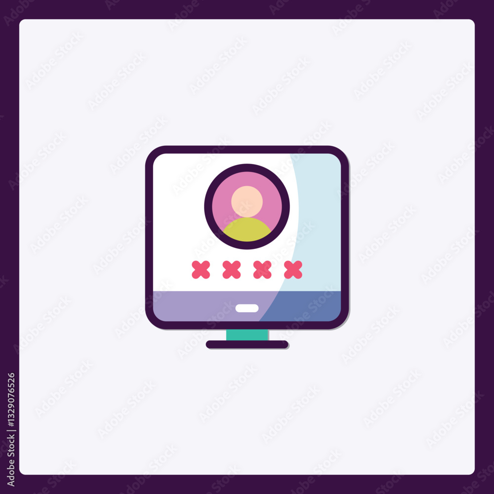 Poster account access interface with profile icon and security code entry icon