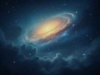 Obraz premium Spiral Galaxy with Glowing Stars in Deep Space, Cosmic Scene