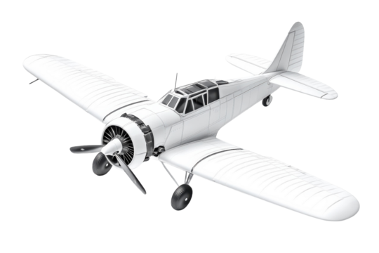 A Classic White Propeller Plane Soaring Through The Air, A Symbol Of Aviation History And Adventure, Captured In Sharp Detail Against A Clean Isolated on Transparent Background