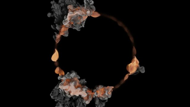 Ring of fire. Visualization of bright flames and smoke.