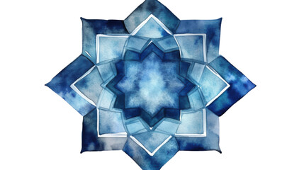 blue watercolor octagonal geometric design featuring isolated on white background