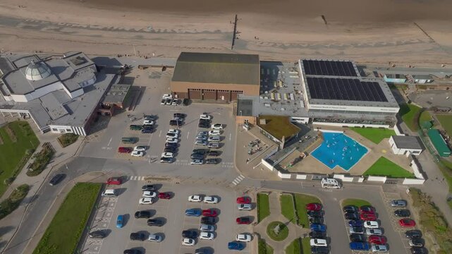 Marine Hall complex with fitness centres and swimming pool building. Lancashire, UK.