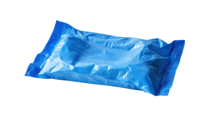 blue wet wipes flow pack cut out isolated on white background