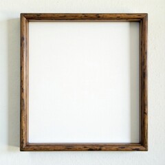 Fototapeta premium Distressed horizontal wooden frame, empty canvas space Clean white background , isolated, narrow, art