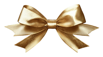 golden ribbon bow isolated on white background
