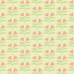 Seamless pattern, floral pattern, minimal, flower decoration, green tone, comfortable to the eyes, suitable for making wallpaper, background, tile pattern.