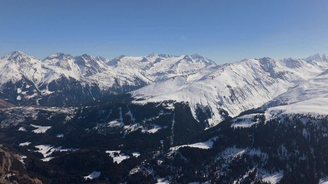 Drone panorama shot of the Medel group, taken from Disentis Cuolm da Vi