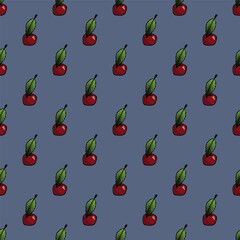 Seamless pattern with cherry doodle for decorative print, wrapping paper, greeting cards, wallpaper and fabric