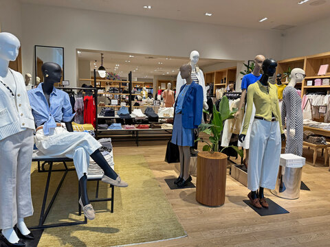 The interior of a J. Crew store.