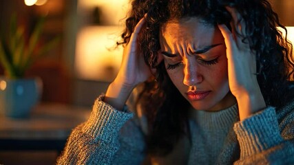 Woman experiencing a headache
