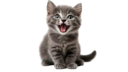 grey cat fun isolated on white background