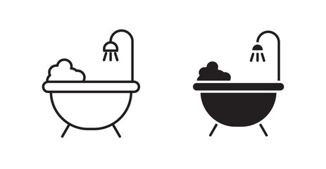 Bath line icon vector set.