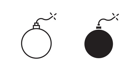 Bomb line icon vector set.