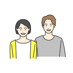 若いカップルのアバター素材イラスト(カラフル)