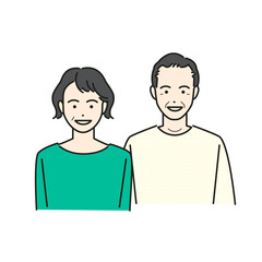 Obraz premium シニア夫婦のアバター素材イラスト(カラフル)
