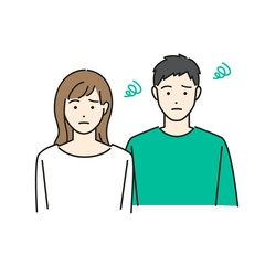 困っているカップルのアバター素材イラスト(カラフル)