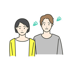 困っているカップルのアバター素材イラスト(カラフル)