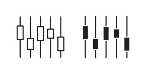 Chart candlestick line icon vector set.