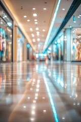 The gleam of shopping mall lights reflected in the floor.