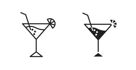 Citrus Glass line icon vector set.