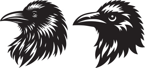 crow head sets silhouette vector