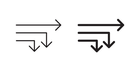Diagram sankey line icon vector set.