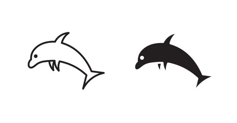 Dolphin line icon vector set.