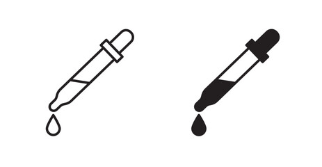 Eye dropper half line icon vector set.