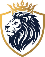 Majestic Lion Head Shield Logo with Royal Gold Crown – Vector 
