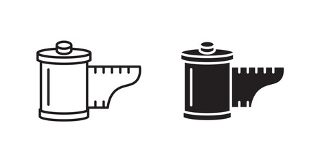 Film canister line icon vector set.
