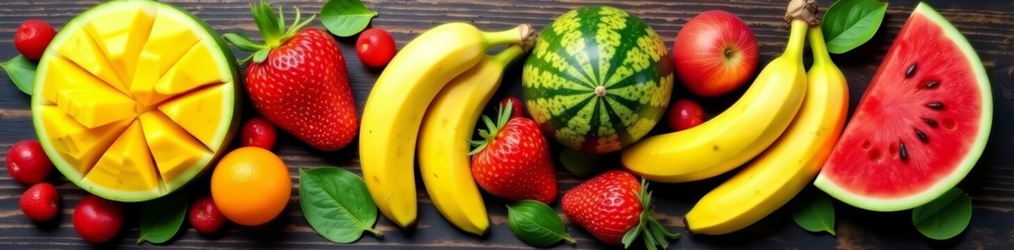 Fresh colombian salpicon with mango, banana, and watermelon, food, chopped