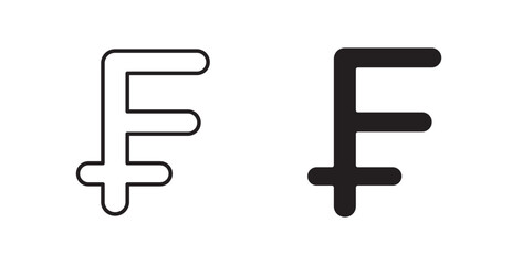 Franc sign line icon vector set.
