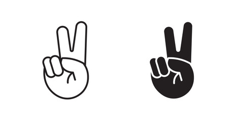 Hand peace line icon vector set.