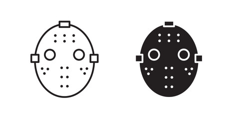 Hockey mask line icon vector set.