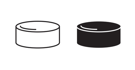 Hockey puck line icon vector set.