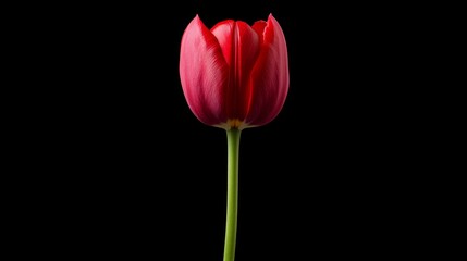 Striking red tulip blossom in vibrant closeup symbol of spring