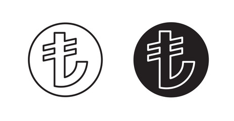 Lira sign line icon vector set.