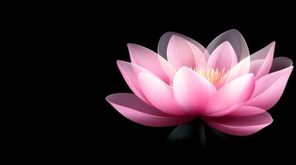 Elegant pink lotus flower in bloom against dark background