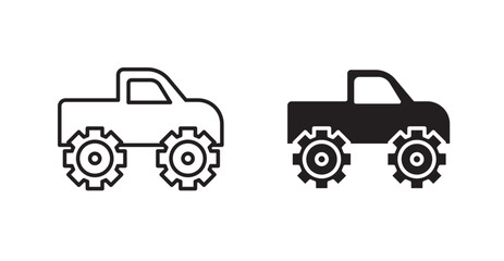 Monster truck line icon vector set. © Abstractor