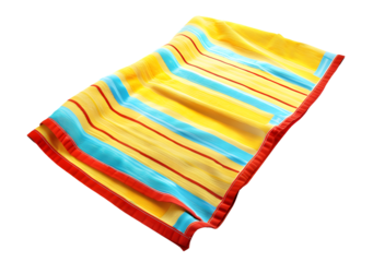 Beach towel with stripped pattern isolated on transparent background