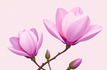 Delicate pink magnolia blossoms enhancing springtime elegance in design