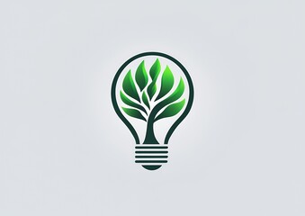 Green Energy Eco Lightbulb Logo Design Template Tree Idea Icon Leaf Plant Clean Fresh