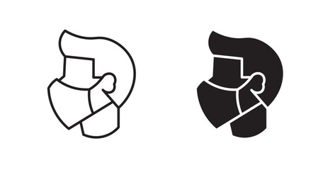 Person in mask line icon vector set.