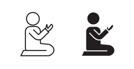 Person Praying line icon vector set.